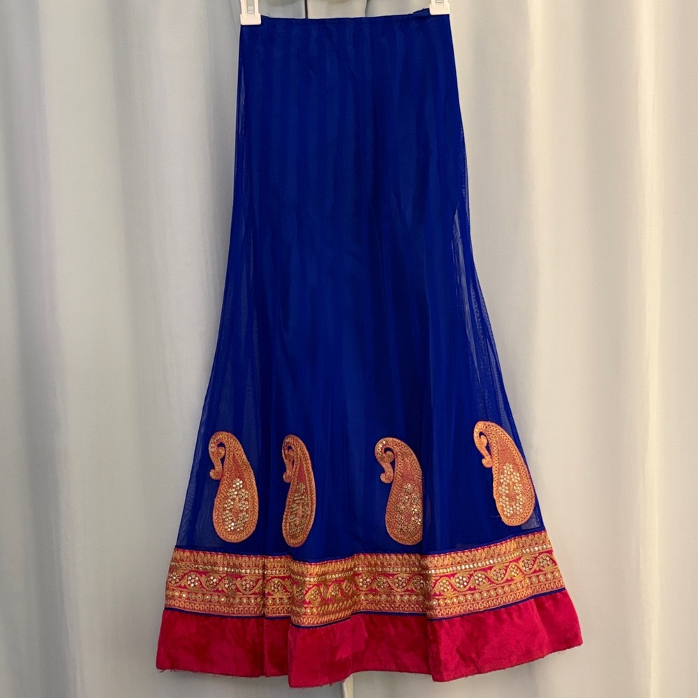3 for $25! Elegant Blue and fuschia Embroidered Skirt for‎ Indian Wedding Guest